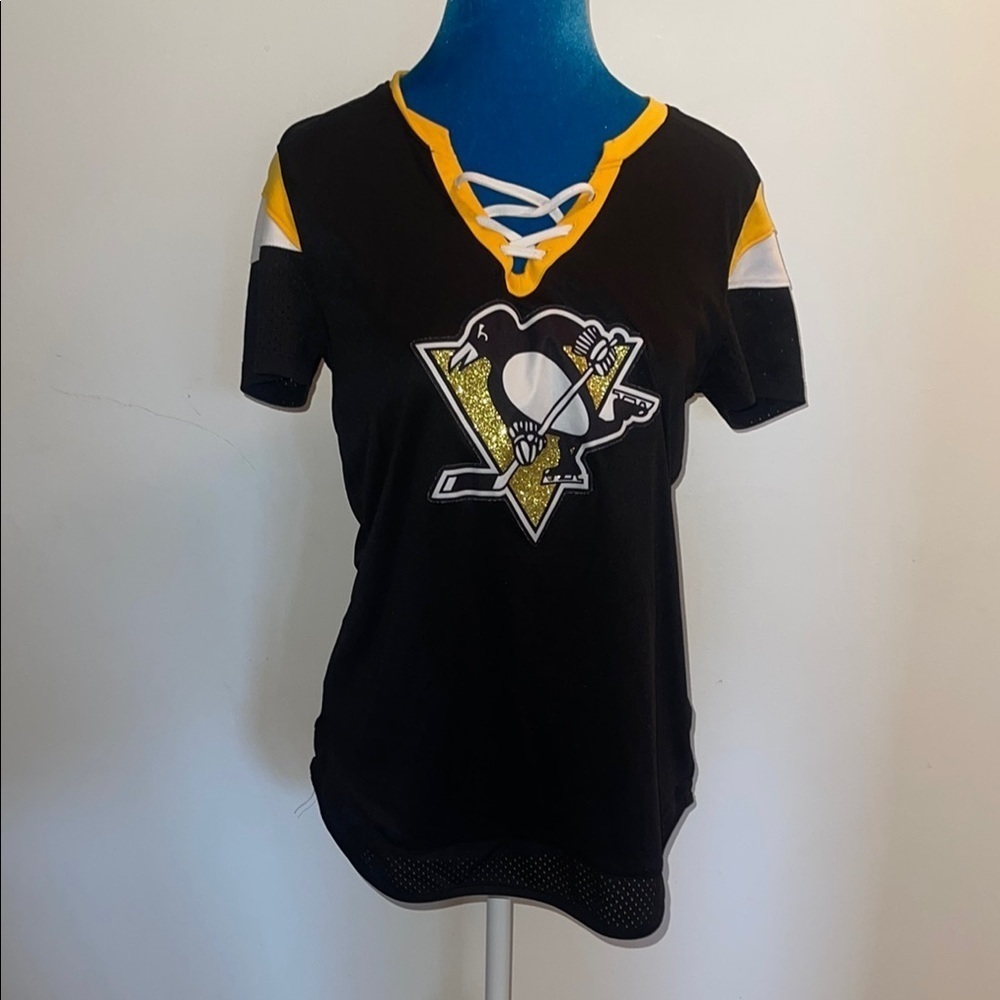 Fanatics Black and Yellow Pittsburgh Penguins Women's Jersey Top